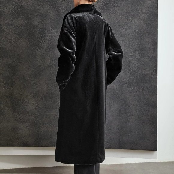 Black Preppy Womens Faux fur Coat - Picture 3 of 5